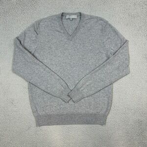 Neiman Marcus Cloud 100% Cashmere Vneck sweater Men's Large Gray Cozy Soft
